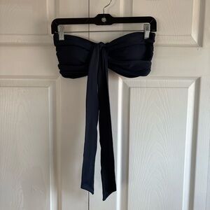 SEAFOLLY Bandeau Bikini Swim Top Dark Blue Convertible Halter Cruise Preppy L